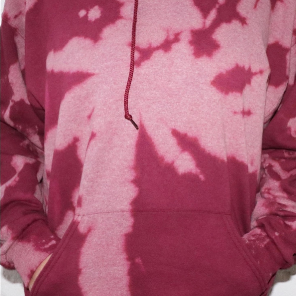 MAROON bleach dye hoodie set